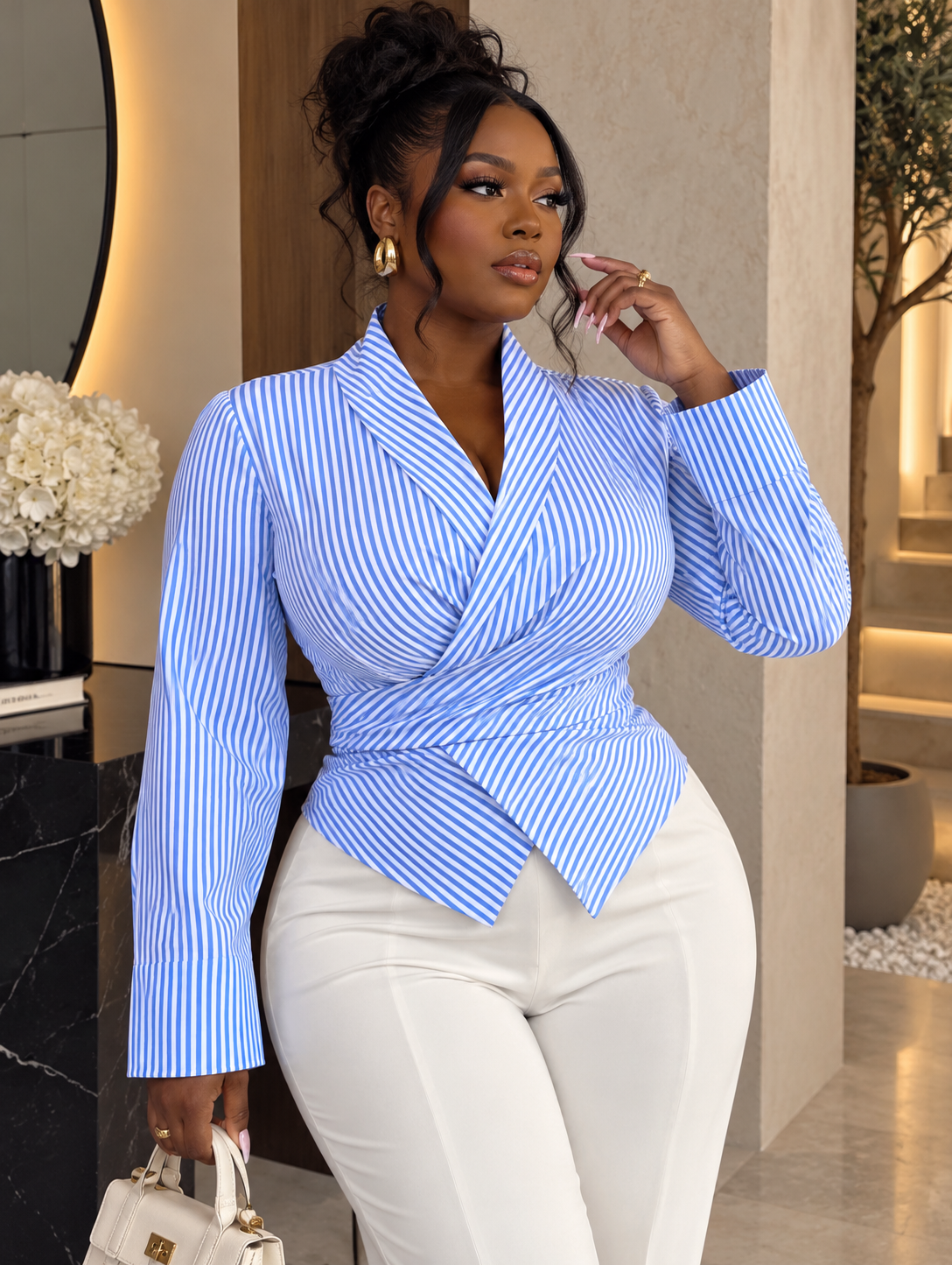 THE CAPRI WRAP TOP — front view