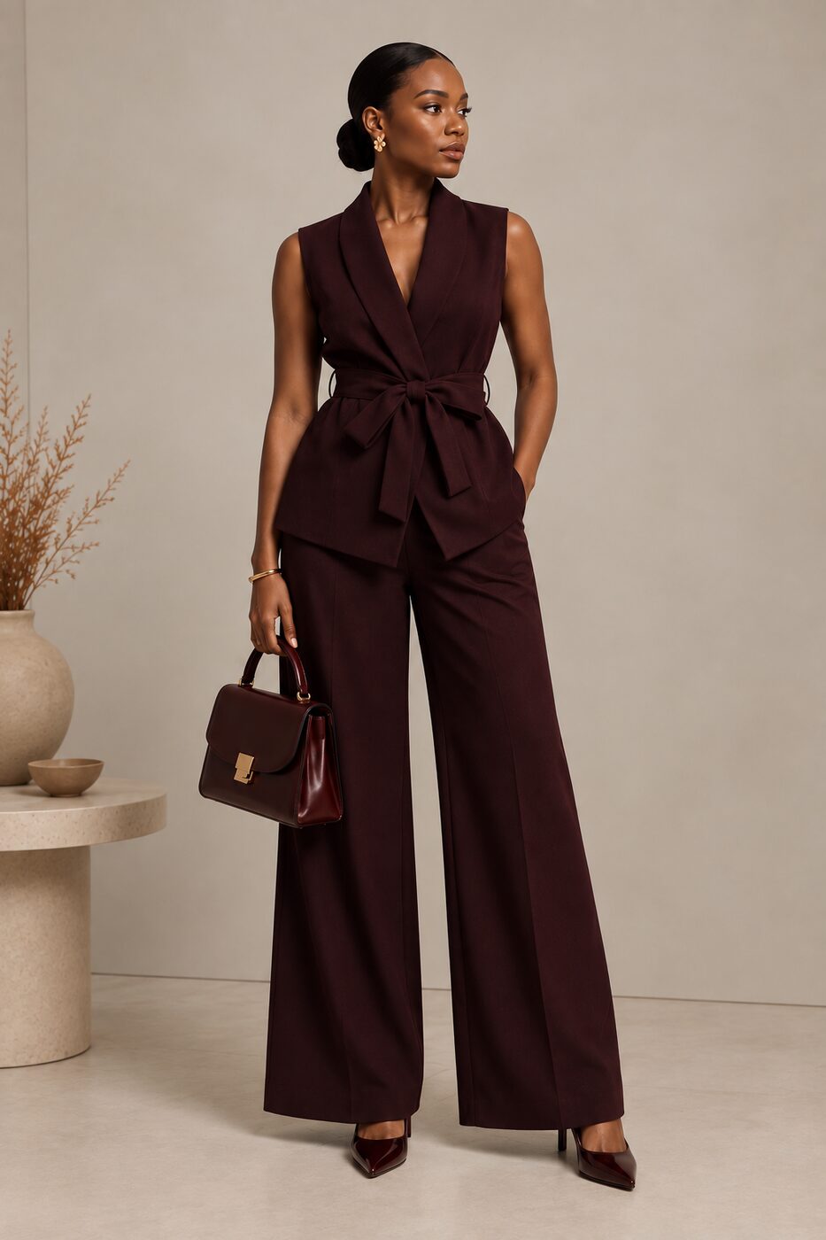 The Burgundy Set — front studio view
