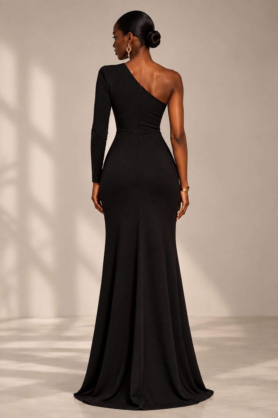 THE NOIR SLIT DRESS — back view