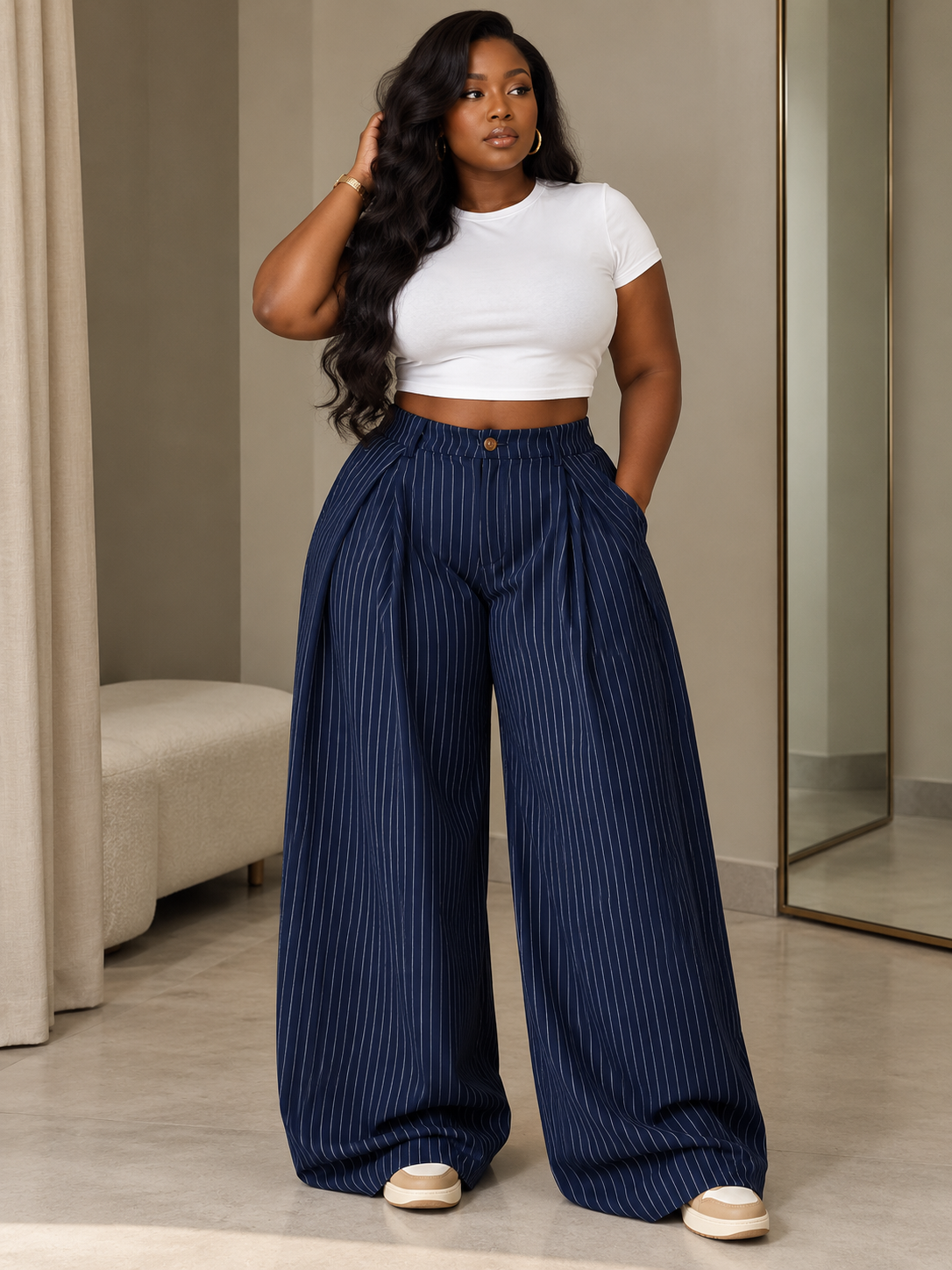 THE Pinstripe Wide Pants